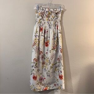 H&M Wildflower Collection Floral Smocked Bandeau Midi Dress Size S 100% Cotton